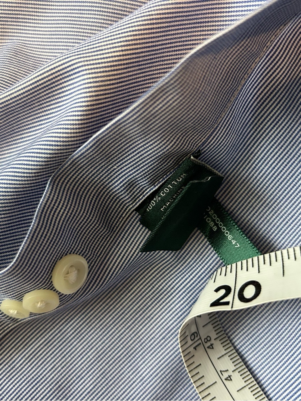 Men's Light Blue Striped Button Down Dress Shirt Preppy Ralph Lauren Classic - Picture 6 of 6